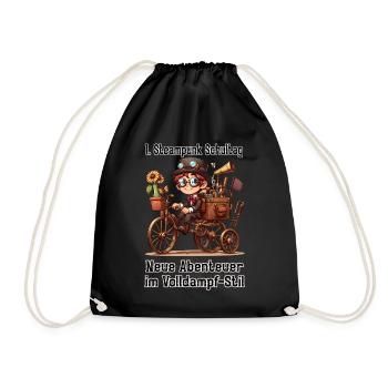 Erster Steampunk Schultag - Turnbeutel - Schwarz - Vorne