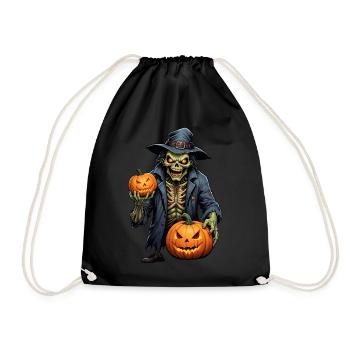 Halloween - Zombie Horror Horror with Pumpkin - Drawstring Bag - black - Front