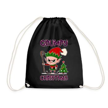 Grumpy Christmas Elf - Drawstring Bag - black - Front