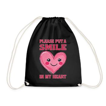 Please put a smile in my heart - Drawstring Bag - black - Front