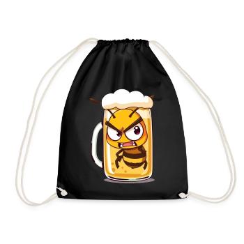 Bee in a beer glass - Drawstring Bag - black - Front