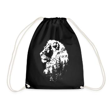 Lion Nature Forest Mountains Lion Head - Drawstring Bag - black - Front