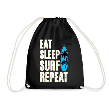 Eat Sleep Surf Repeat - Drawstring Bag - black - Front