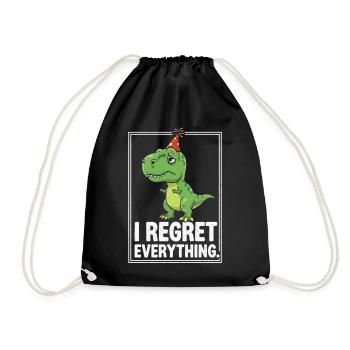 Dino Party Hat I Regret Everything - Drawstring Bag - black - Front