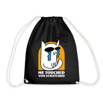 Me Touched You Scratched Funny Boy Cat Cartoon - Turnbeutel - Schwarz - Vorne