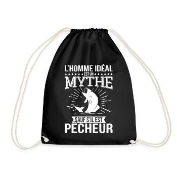 The ideal man a myth unless he is a fisherman - Drawstring Bag - black - Front