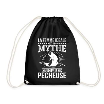 Die ideale Frau, ein Mythos, es sei denn, sie ist Fischerin - Turnbeutel - Schwarz - Vorne