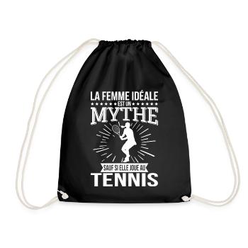 Die ideale Frau, ein Mythos, es sei denn, sie spielt Tennis - Turnbeutel - Schwarz - Vorne