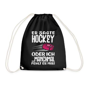 Lustiges Hockey Hockeyspieler Geschenk - Turnbeutel - Schwarz - Vorne