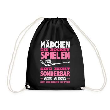 Lustiges Hockey Hockeyspieler Geschenk - Turnbeutel - Schwarz - Vorne