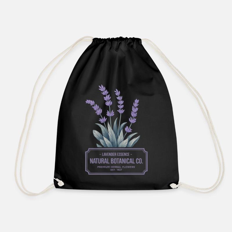 Lavender Essence – Botanisches Vintage Label - Turnbeutel - Schwarz