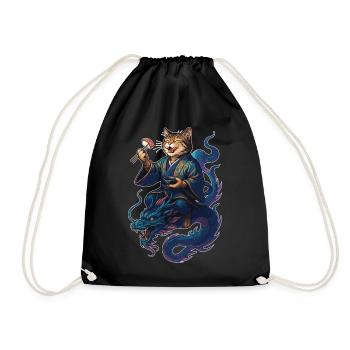 Cadeau Sushi Chat Tigre et Dragon - Sac de sport léger - noir - Devant