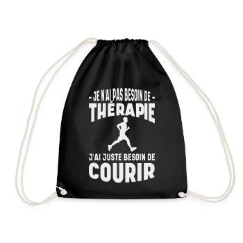No Need for Therapy I Need to Run - Drawstring Bag - black - Front