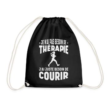 No Need for Therapy I Need to Run - Drawstring Bag - black - Front