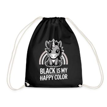 Grauer Einhorn-Regenbogen: Schwarz ist meine fröhliche Farbe - Turnbeutel - Schwarz - Vorne