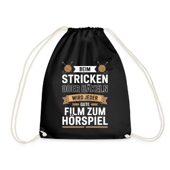Filmhörspiel beim Stricken - Turnbeutel - Schwarz - Vorne