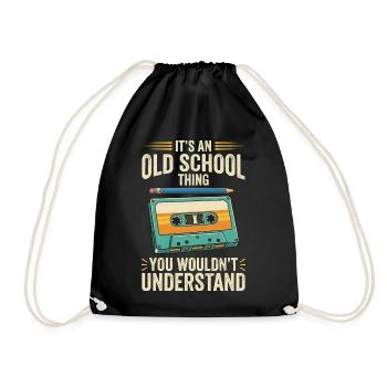 Old School Cassette Design – Retro Mixtape - Drawstring Bag - black - Front