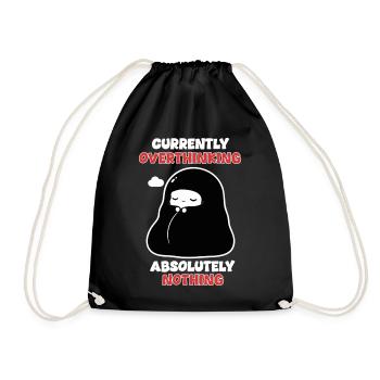 Overthinking Nothing Manga Chibi Humor - Drawstring Bag - black - Front