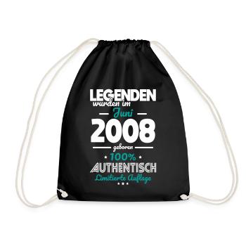 18. Geburtstag - Legenden wurden im Juni 2008 - Turnbeutel - Schwarz - Vorne