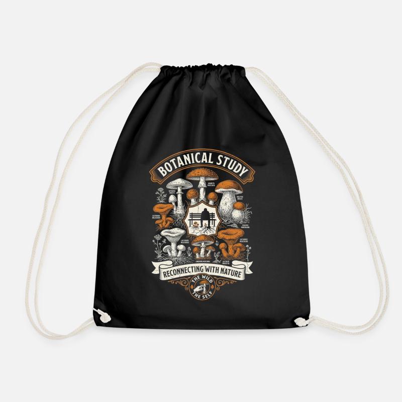 Botanical Study - Drawstring Bag - black