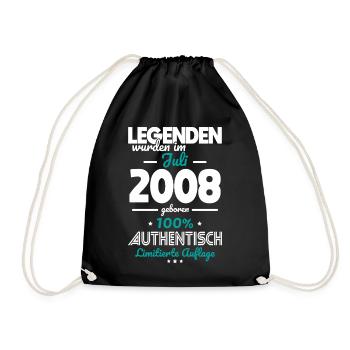 18. Geburtstag - Legenden wurden im Juli 2008 - Turnbeutel - Schwarz - Vorne