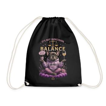 Bulldog Zen Humor - Libra Zodiac - Drawstring Bag - black - Front