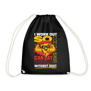 I Work Out So I Can Eat Pizza - Drawstring Bag - black - Front
