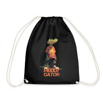 Muddy Gator - Funny crocodile in a dirty look - Drawstring Bag - black - Front