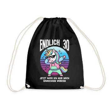 Endlich 30 Einhorn Geburtstag - Turnbeutel - Schwarz - Vorne