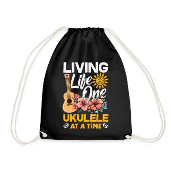 Lustiges Ukulele Designs Und Sprüche - Turnbeutel - Schwarz - Vorne