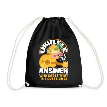 Funny Ukulele Designs and Sayings - Drawstring Bag - black - Front