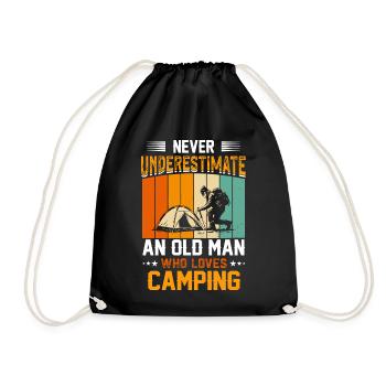 Never Underestimate an Old Man Who Camps - Turnbeutel - Schwarz - Vorne