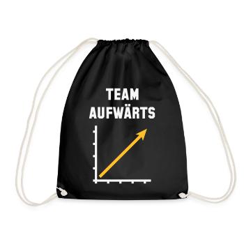 Team Aufwärts (Erfolg / Fortschritt / NEG Gold 2C) - Turnbeutel - Schwarz - Vorne