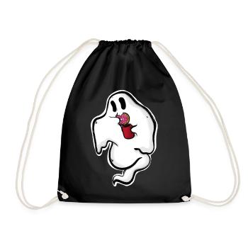Ghost with donut and cup - Drawstring Bag - black - Front