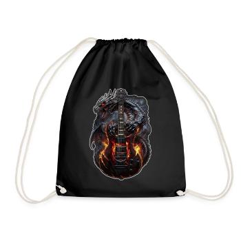 Dragon Rock – Burning Guitar - Drawstring Bag - black - Front
