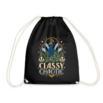 Classy Chaotic Peacock Art Deco - Drawstring Bag - black - Front