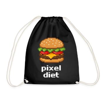 Pixel Diet Burger Nerd - Turnbeutel - Schwarz - Vorne