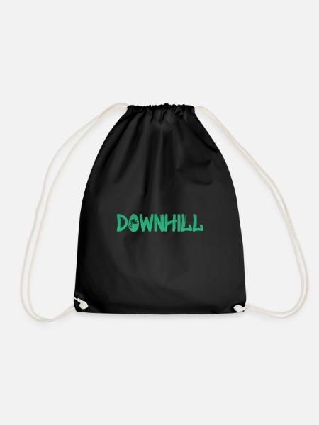 Downhill mit Biker - Bike - Biken - Turnbeutel - Schwarz