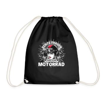 Motorrad Frauen Motorradfahren - Turnbeutel - Schwarz - Vorne