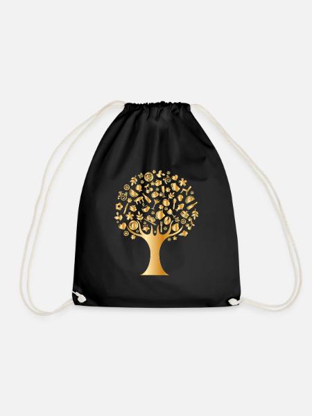 tree of life - Drawstring Bag - black