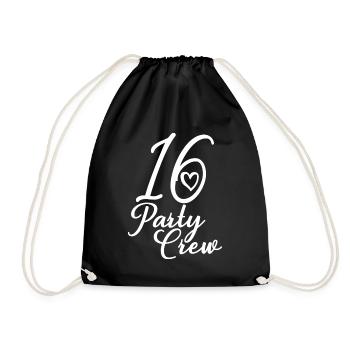 16 Party Crew 16. Geburtstag Party 16 Jahre alt - Turnbeutel - Schwarz - Vorne