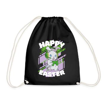 Frohe Ostern, Gamer Bunny, Osterhase, Spiel - Turnbeutel - Schwarz - Vorne