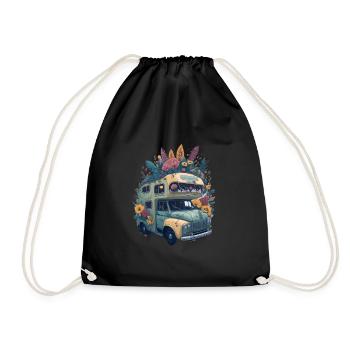 Camping, Van, Campingwagen, Travel - Turnbeutel - Schwarz - Vorne