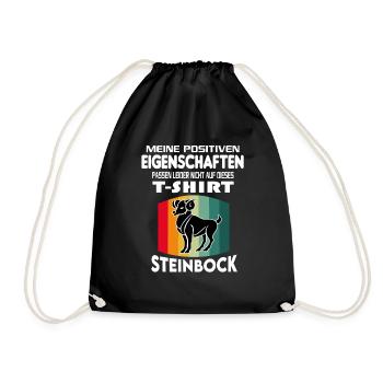 Geburtstag Sternzeichen Retro Steinbock - Turnbeutel - Schwarz - Vorne