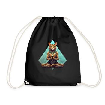 Cat Yoga - Drawstring Bag - black - Front