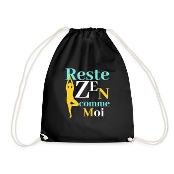 Yoga humour- Reste zen comme moi - Sac de sport léger - noir - Devant