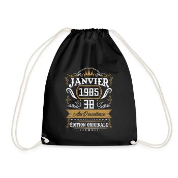 Janvier 1985 38 Ans Rétro Cadeau D'anniversaire - Sac de sport léger - noir - Devant