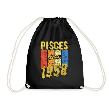 Poissons 1958 Anniversaire Zodiac Cadeau - Sac de sport léger - noir - Devant