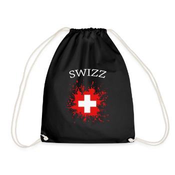 Schweiz Swiss - Turnbeutel - Schwarz - Vorne