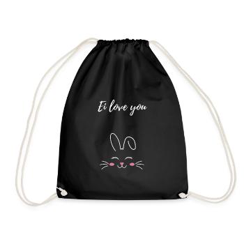Ei love you Osterhase Geschenk - Turnbeutel - Schwarz - Vorne